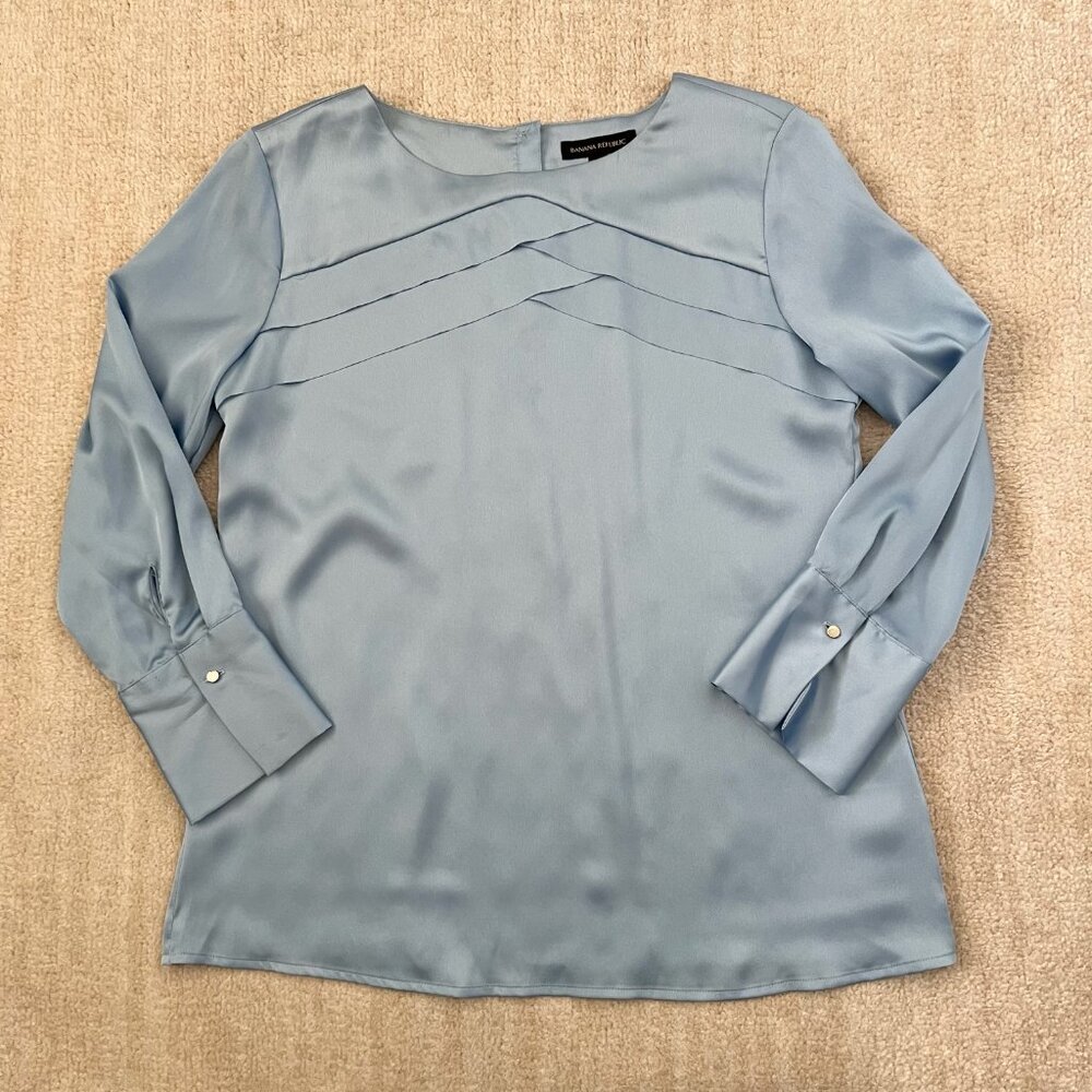 Banana Republic Blue Satin Work Blouse Top M